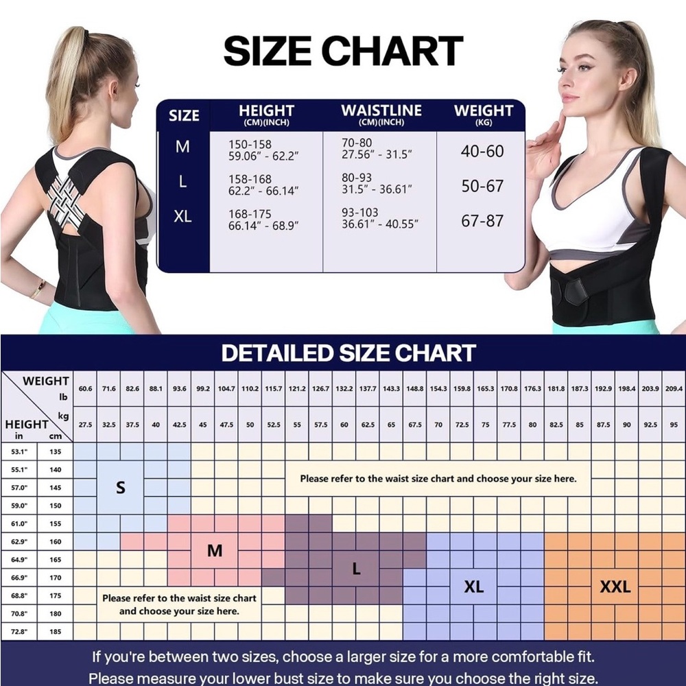 Black Posture Support Brace with Adjustable Straps - Picture 2 of 5